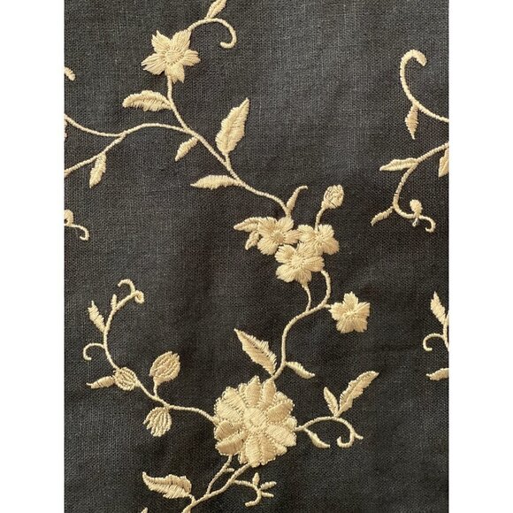 Vintage JACK MULQUEEN NY Women's Size 14 Black Linen Sheath Dress Tan Embroidery - Picture 8 of 8